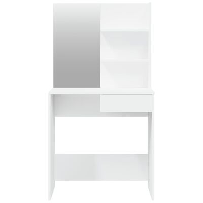 vidaXL galdiņš ar spoguli, balts, 74,5x40x141 cm