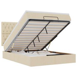 vidaXL Osmaņu gulta ar matraci & LEDs, krēmkrāsas, 140x200 cm, audums