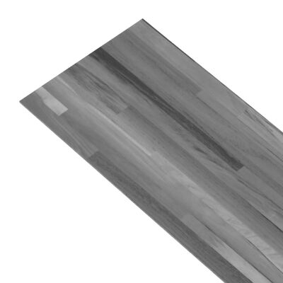 vidaXL grīdas dēļi, pašlīmējoši, 5,21 m², 2 mm, svītraini pelēki, PVC