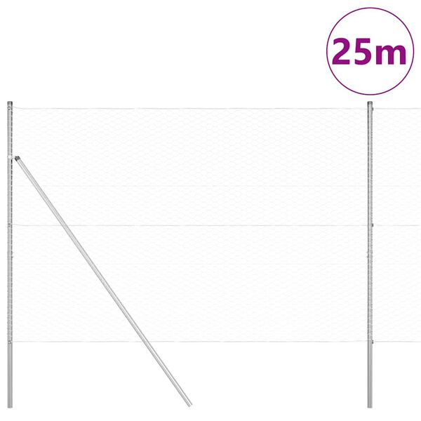 vidaXL Žoga āķis Sudraba 25 x 1,5 m (36 mm acs) Tērauds
