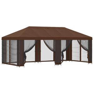 vidaXL Dārza paviljons ar sānu sienām 6 x 3 m Brūna