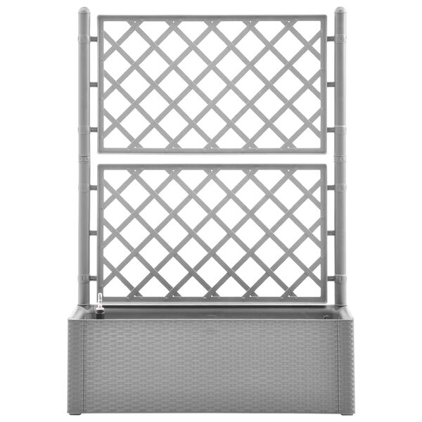 vidaXL puķu kaste ar špaleru, pelēka, pašlaistīšanas sistēma