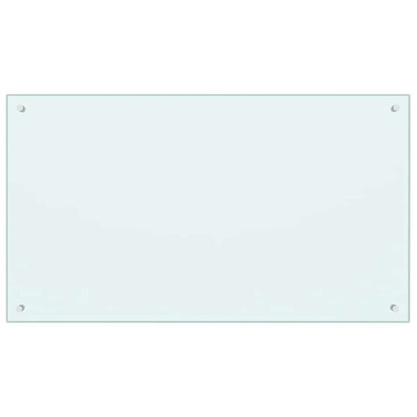 vidaXL virtuves sienas panelis, 100x60 cm, rūdīts stikls, balts