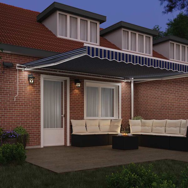 vidaXL Izvelkams jumtiņš Zila un balta 450 × 300 cm