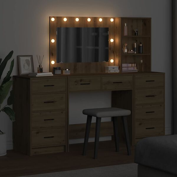 vidaXL Dressing galds 3 pcs Artisānā ozols Inženierijas koks