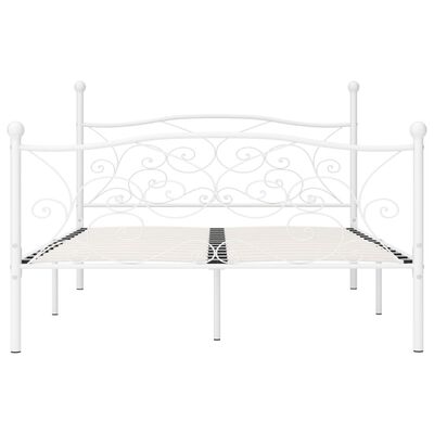 vidaXL gultas rāmis ar redeļu pamatni, balts, 140x200 cm, metāls