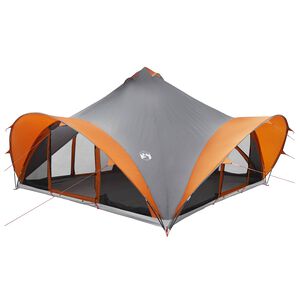 vidaXL Tipi telts 18.0 personai Pelēka un oranža Poliesters un tērauds