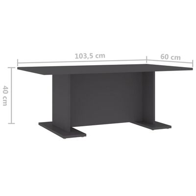 vidaXL kafijas galdiņš, pelēks, 103,5x60x40 cm, skaidu plāksne