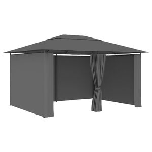 vidaXL dārza nojume ar aizkariem, 4x3 m, antracītpelēka