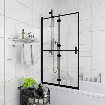 vidaXL salokāma dušas kabīne, ESG, 100x140 cm, melna