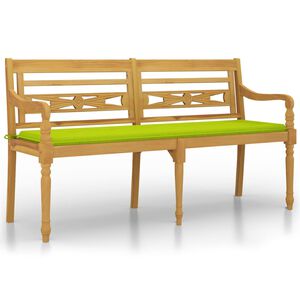 vidaXL sols ar spilgti zaļu matraci, 150 cm, masīvs tīkkoks