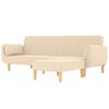 vidaXL 2-vietīga dīvāngulta ar soliņu, 2 spilveni, krēmkrāsas audums