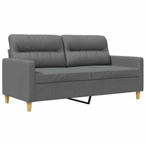 vidaXL divvietīgs dīvāns, tum&scaron;i pelēks audums, 140 cm