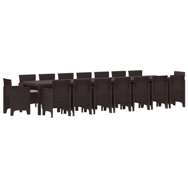 vidaXL Dārza ēdamkomplekts ar spilveniem ar spilvenu 17 pcs Brūna PP
