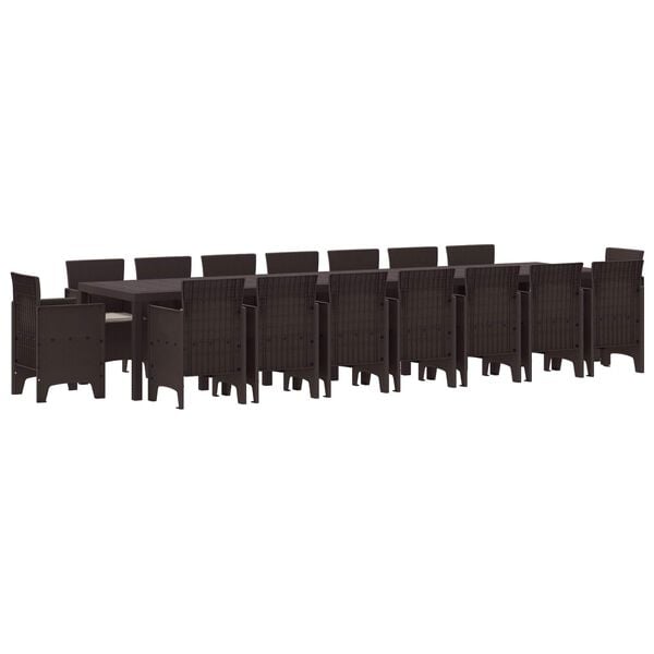 vidaXL Dārza ēdamkomplekts ar spilveniem ar spilvenu 17 pcs Brūna PP