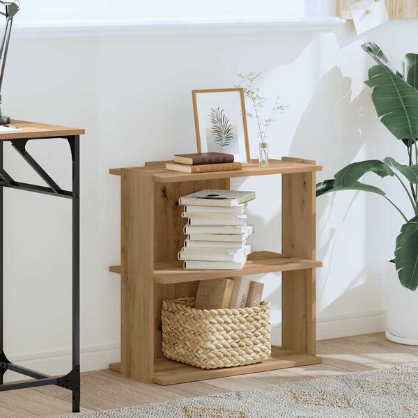 vidaXL grāmatu skapis 3līmeņu amatniecības ozols, 60x30x60 cm