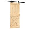 vidaXL Slīdo&scaron;ās durvis Dabiska un melna 85 x 210 cm Cieta priedes koks