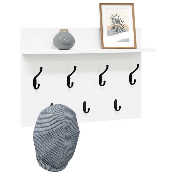 vidaXL Sienas pakaramais Balts 60 x 40 x 12 cm Inženierijas koks