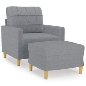 vidaXL atpūtas krēsls ar kājsoliņu, 60 cm, gai&scaron;i pelēks audums
