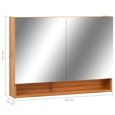 vidaXL vannasistabas skapītis ar spoguli un LED, 80x15x60cm, MDF