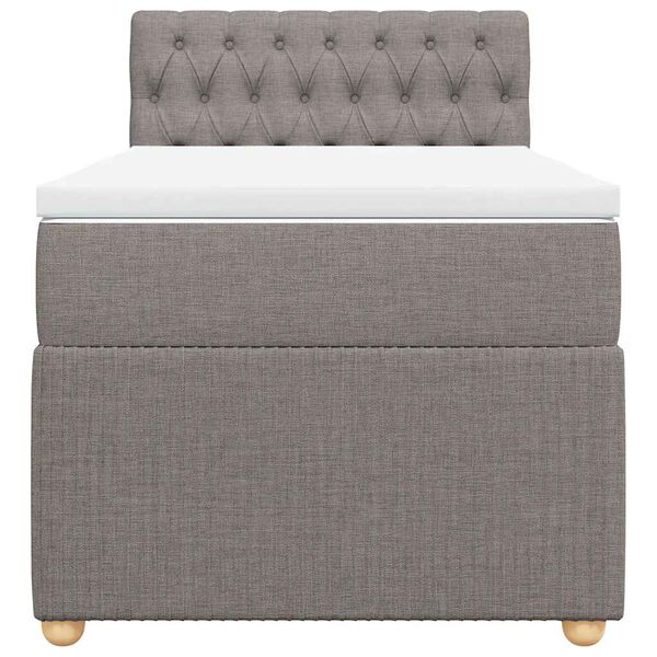 vidaXL atsperu gultas rāmis ar matraci, pelēkbrūns, 100x200 cm, audums