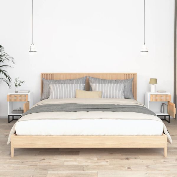 vidaXL naktsgaldiņi, 2 gab., balti, 40x30x55,5 cm, koks, dzelzs