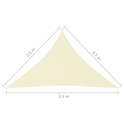 vidaXL saulessargs, 2,5x2,5x3,5 m, trijstūra, krēmkrāsas audums