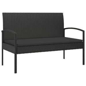 vidaXL dārza sols ar matraci, 105 cm, melns, PE rotangpalma