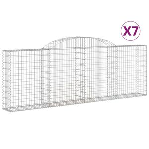 vidaXL arkveida gabiona grozi, 7 gb., 300x30x100/120cm, cinkota dzelzs
