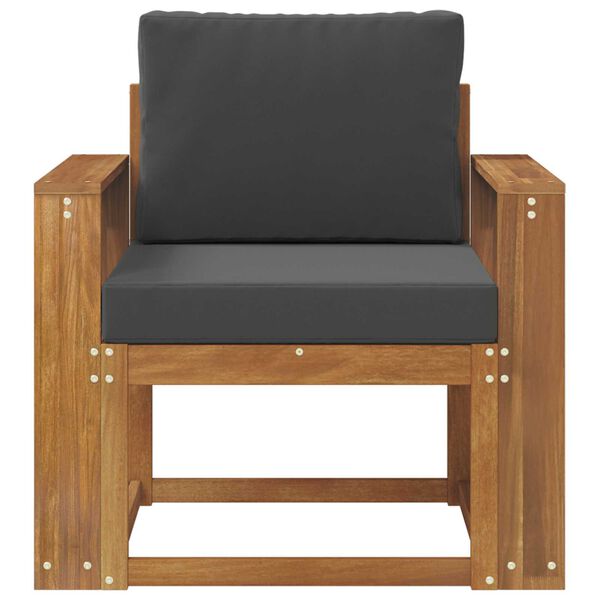 vidaXL Āra dīvāns Cieta akācijas koks un poliesters Dabiska