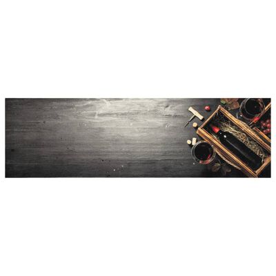 vidaXL virtuves paklājs, mazgājams, vīna pudele, 45x150 cm, samts