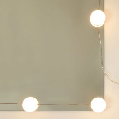 vidaXL spoguļgaldiņš ar plauktiem, LED, ozola krāsa, inženierijas koks