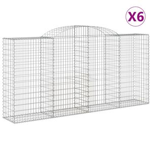 vidaXL arkveida gabiona grozi, 6 gb., 300x50x140/160cm, cinkota dzelzs