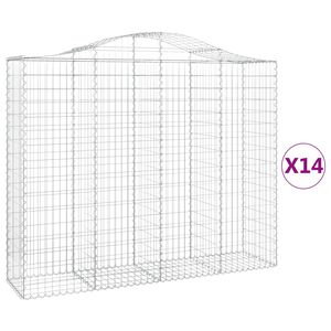vidaXL arkveida gabiona grozi, 14gb., 200x50x160/180cm, cinkota dzelzs