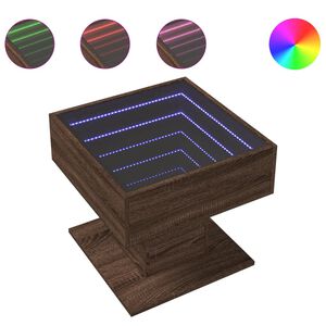 vidaXL kafijas galdiņ&scaron; ar LED, 50x50x45 cm, inženierijas koks