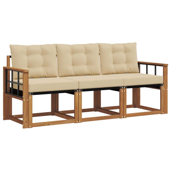 vidaXL Āra dīvānu komplekts ar spilvenu 3 pcs Dabisks un bē&scaron;s