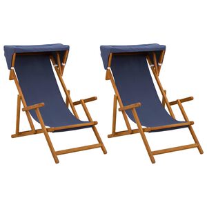 vidaXL Dīvāngalvs 2 pcs 3 Pozīcija Cieta eikalipta koksne Zila