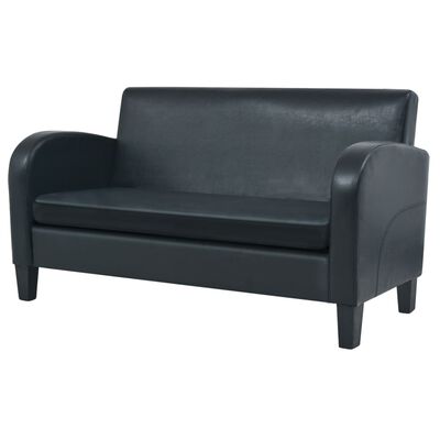 vidaXL dīvāns, divvietīgs, melna mākslīgā āda
