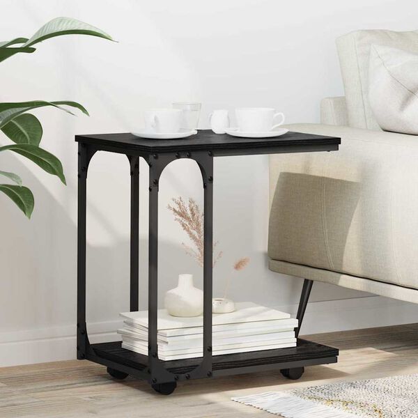 vidaXL Sānu galds Melns ozolkoks 50 x 35 x 55.5 cm Inženierijas koks