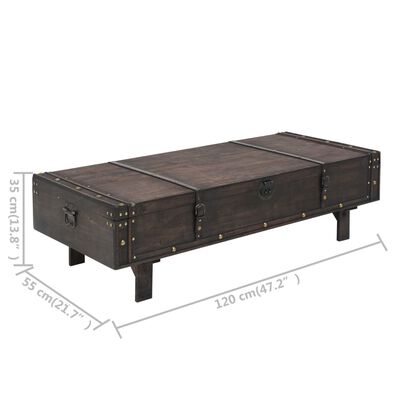 vidaXL kafijas galdiņš, 120x55x35 cm, antīka stila, masīvkoks