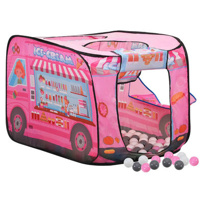 vidaXL rotaļu telts ar 250 bumbiņām, 70x112x70 cm, rozā