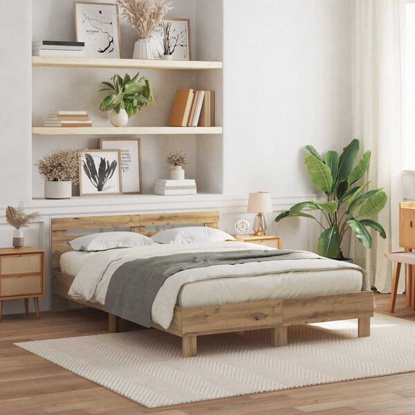 vidaXL Gultas rāmis amatnieku ozola 150 x 200 cm Inženierijas koks