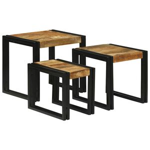 vidaXL Nesting galds 3 gab. Brūns un melns 50 x 40 x 45 cm