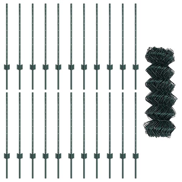 vidaXL Žogs un Stabi Zaļa 0,8 x 25 m Tērauds