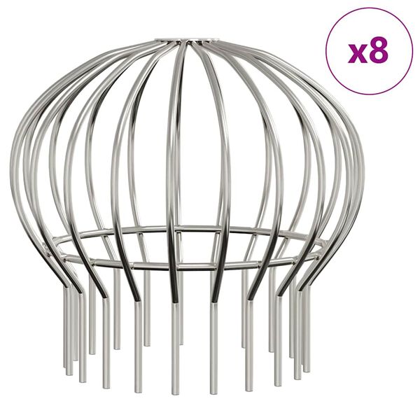 vidaXL Notekcauruļu lapu aizsargs 8 pcs Sudraba 160 mm