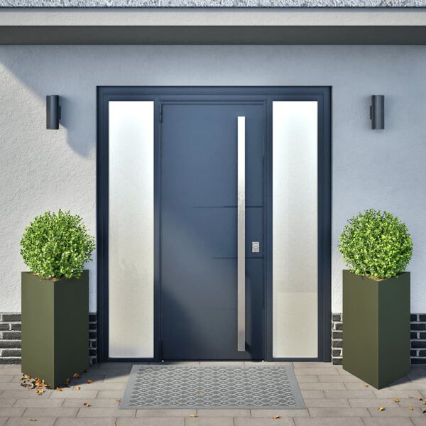 vidaXL dārza puķu kastes, 2 gab., olīvu zaļa, 50x43x75 cm, tērauds