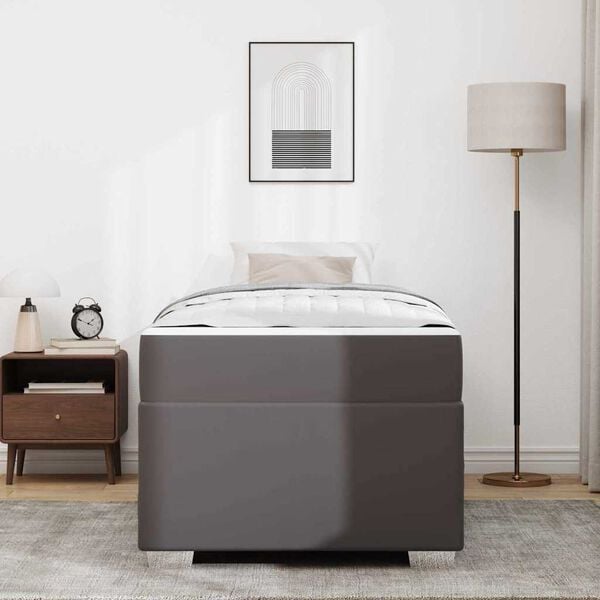 vidaXL Gultas rāmis ar matraci Pelēka 80 x 200 cm audums