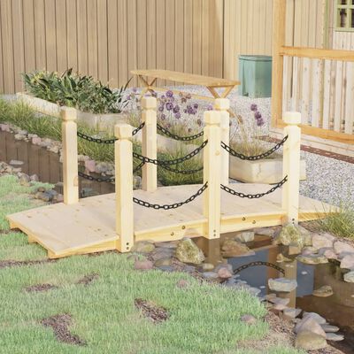 vidaXL dārza tiltiņš ar ķēdes margām, 150x67x56 cm, egles masīvkoks