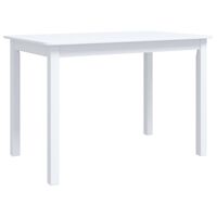 vidaXL virtuves galds, balts, 114x71x75 cm, gumijas masīvkoks