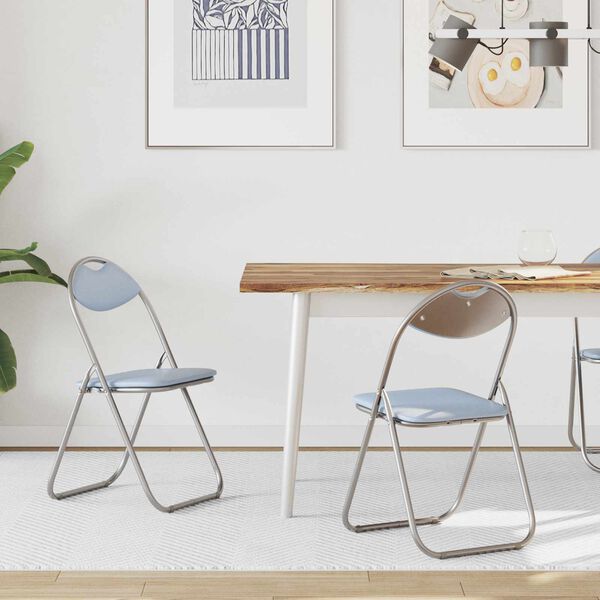 vidaXL Saliekamā krēsls 2 pcs Pelēks 48 x 43,5 x 81 cm Mākslīgā āda